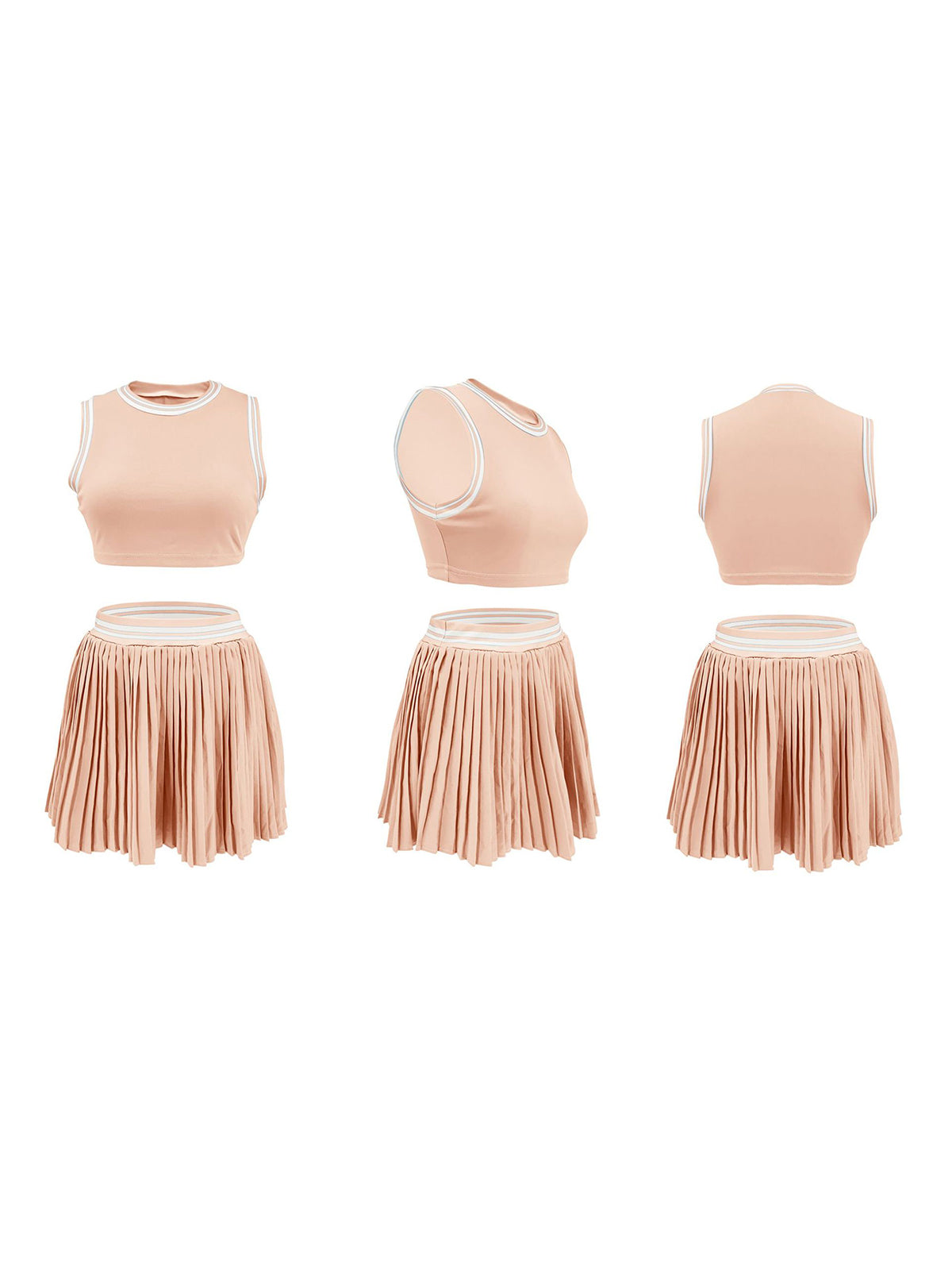 Sleeveless Crop Top Pleated Skirt Set