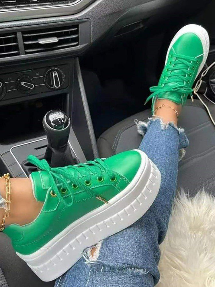 Sporty Solid Color Chunky Platform Sneaker