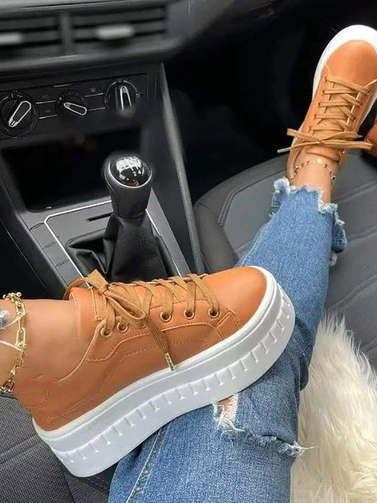 Sporty Solid Color Chunky Platform Sneaker