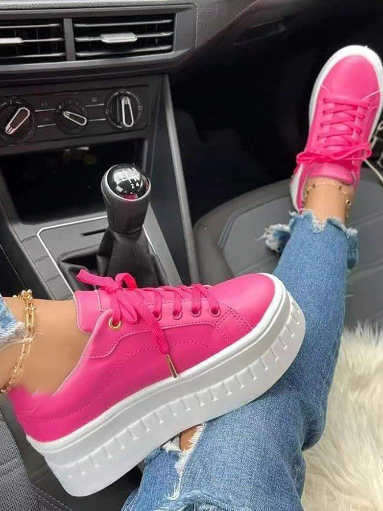 Sporty Solid Color Chunky Platform Sneaker