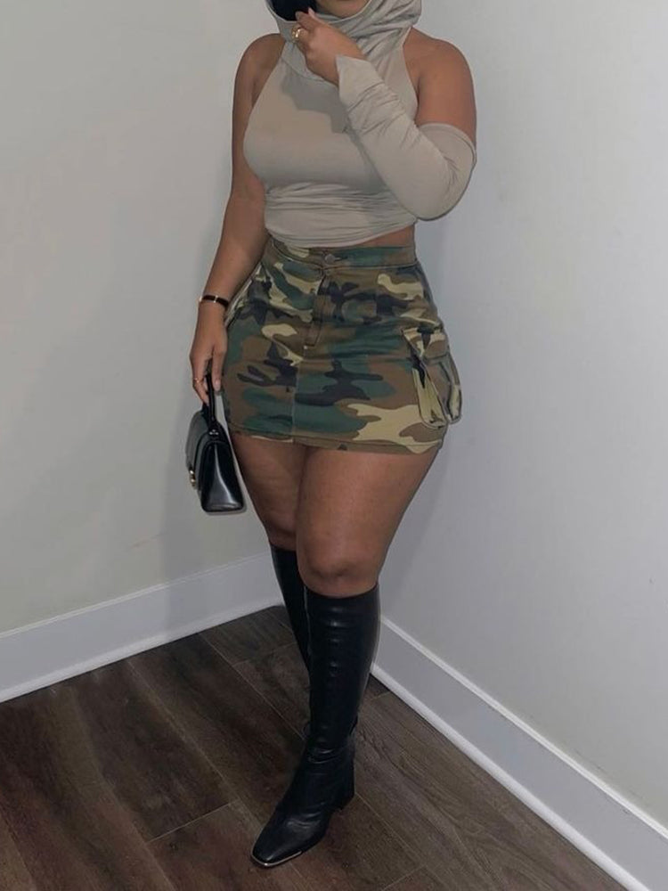 Camouflage Pockets Mini Skirt