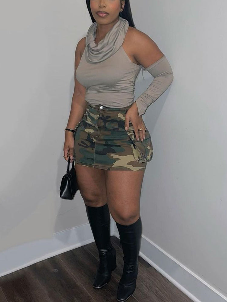 Camouflage Pockets Mini Skirt