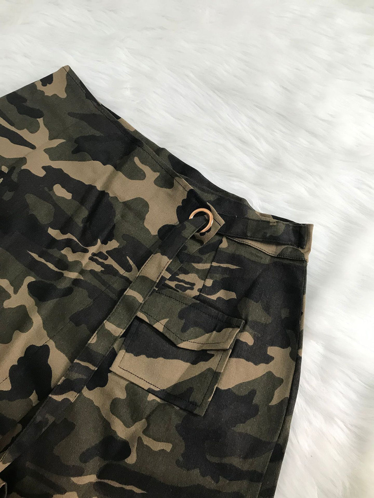 Camouflage Pocketed Mini Skirt Shorts