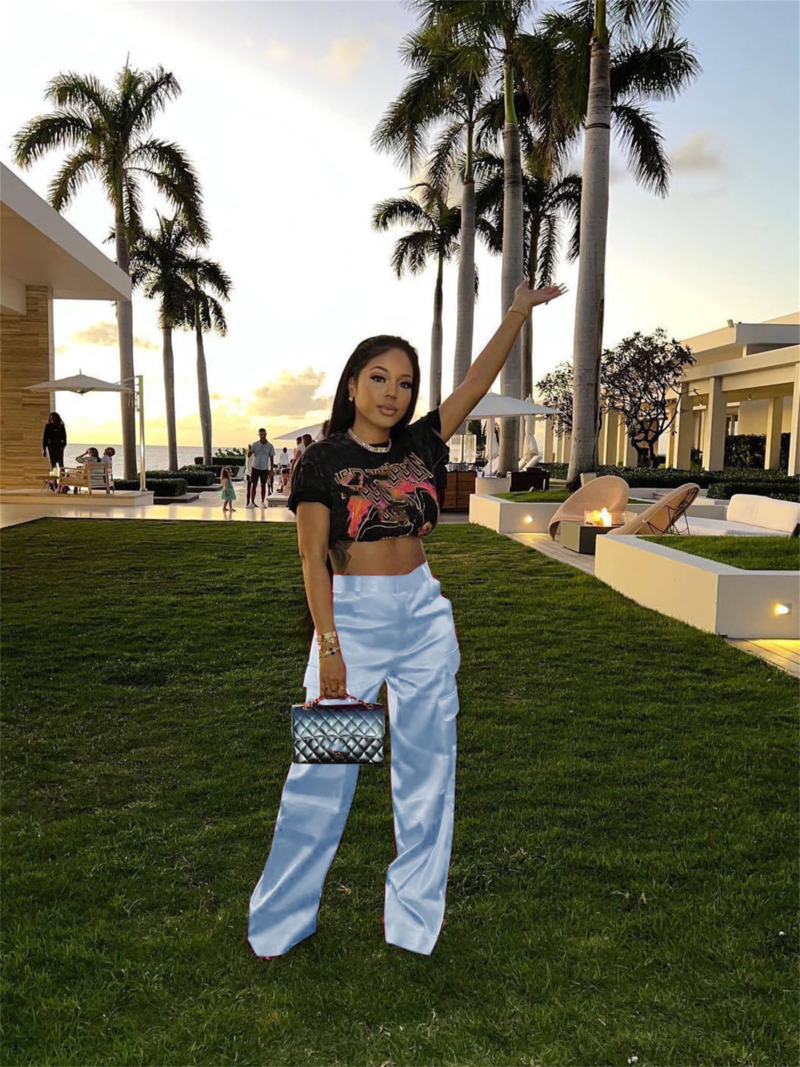 High Wasited Wide Leg Pants with Pockets