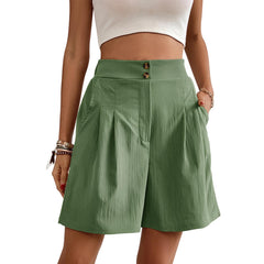 High Waisted Button Up Shorts with Two Pockets