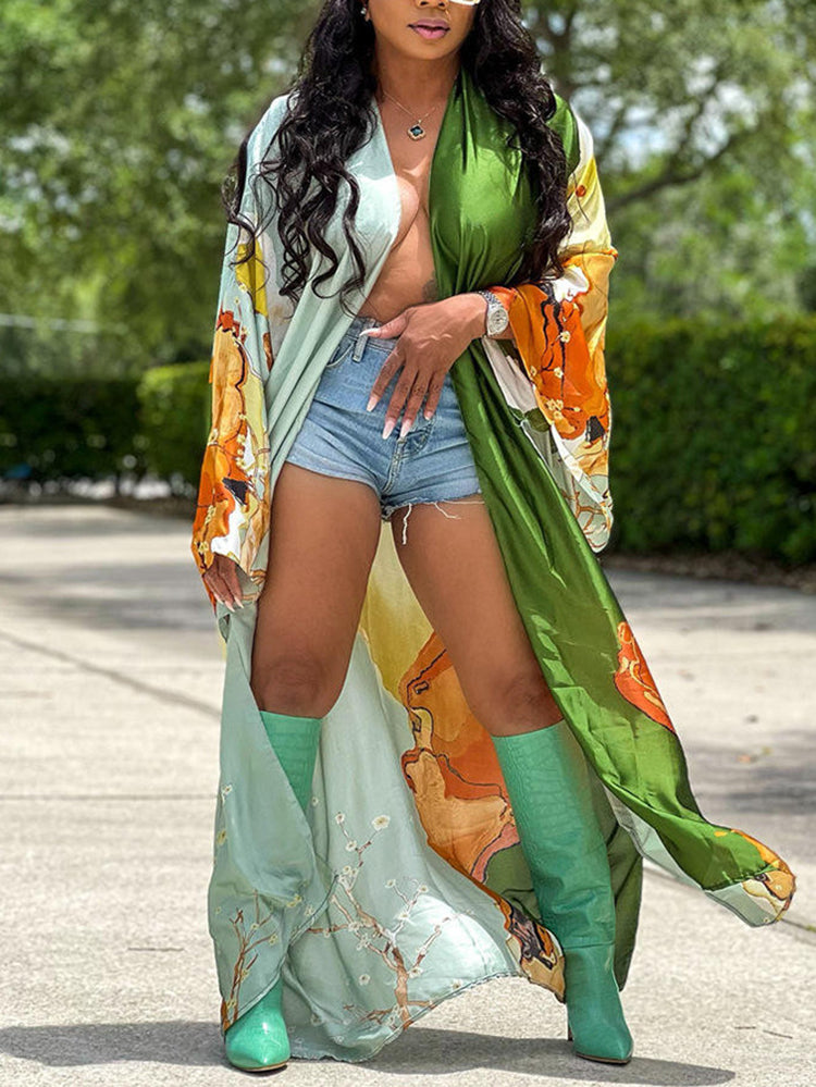 Floral Print Beach Cover-Up Cardigan