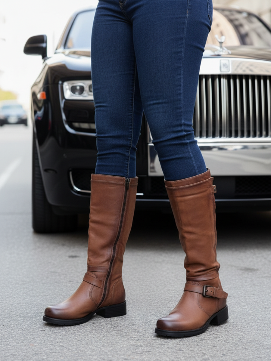 Vintage Buckle Riding Boots
