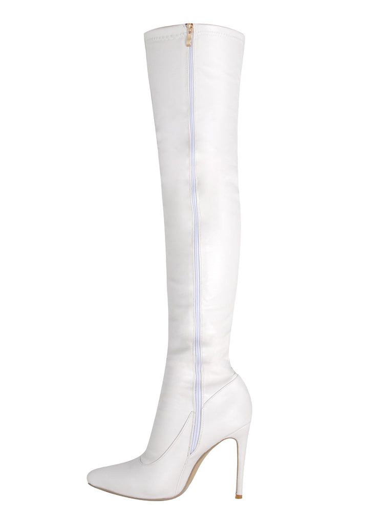 Pointed Toe Patent Leather Over-the-Knee Boots