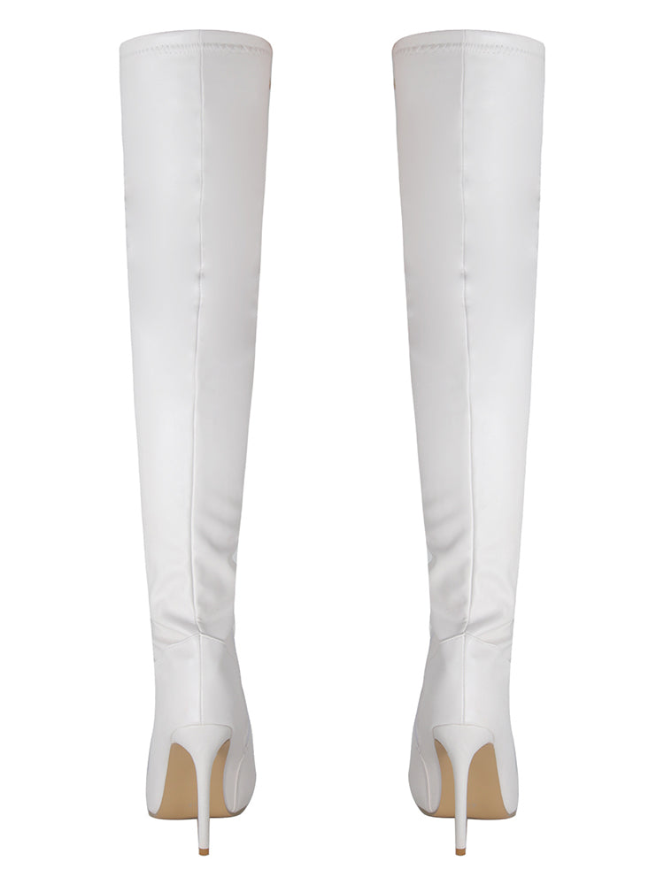 Pointed Toe Patent Leather Over-the-Knee Boots