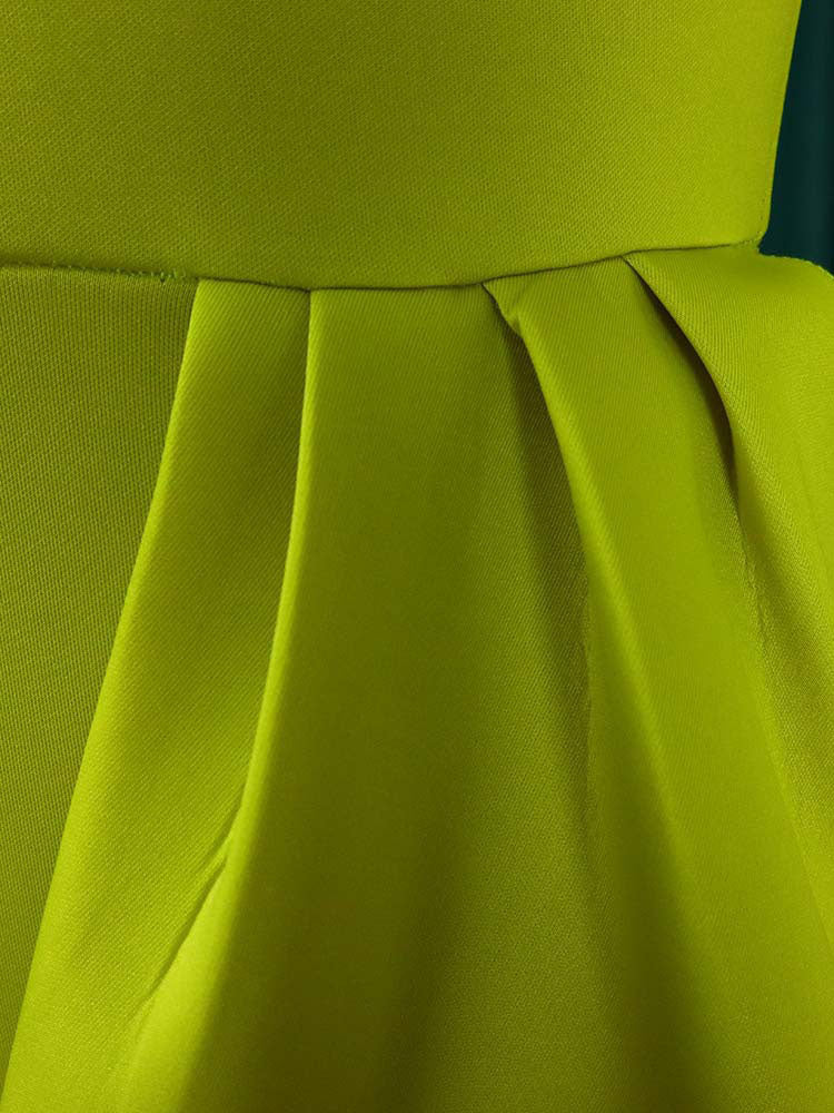 One Shoulder Puff Sleeve Ruffle Slit Dress