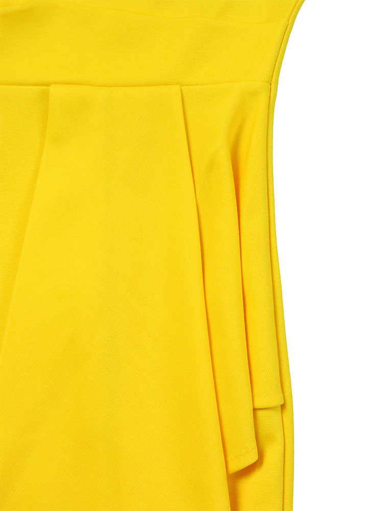 Solid Color Ruffle Hem Ruched Dress