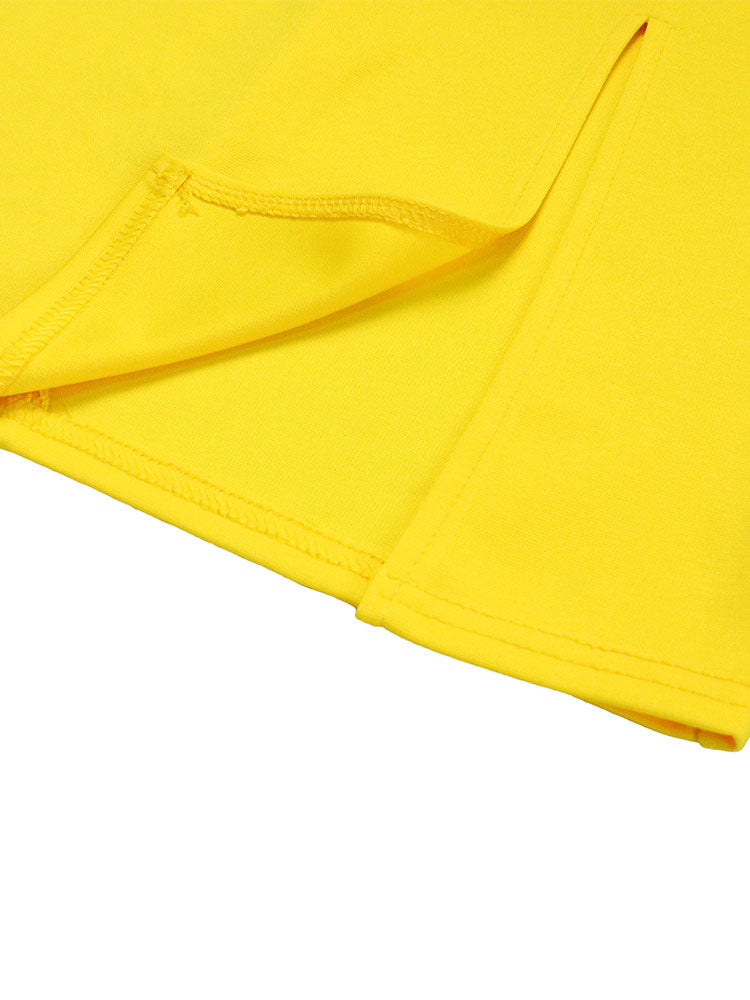 Solid Color Ruffle Hem Ruched Dress