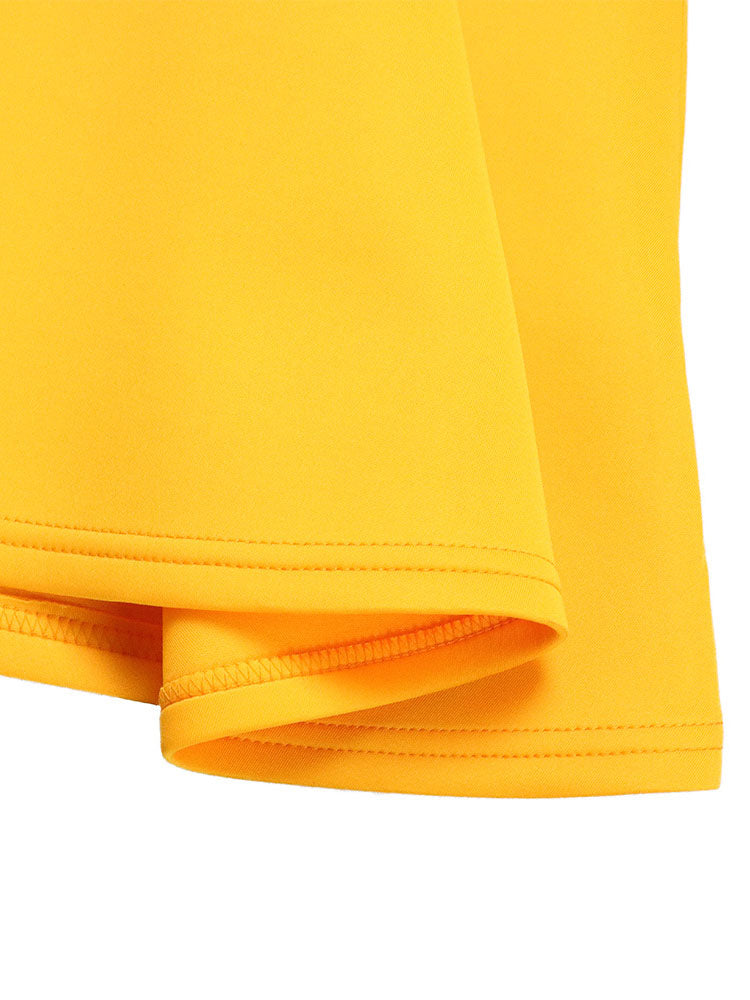 Solid Color Bell Sleeve V-Neck Flared Dress