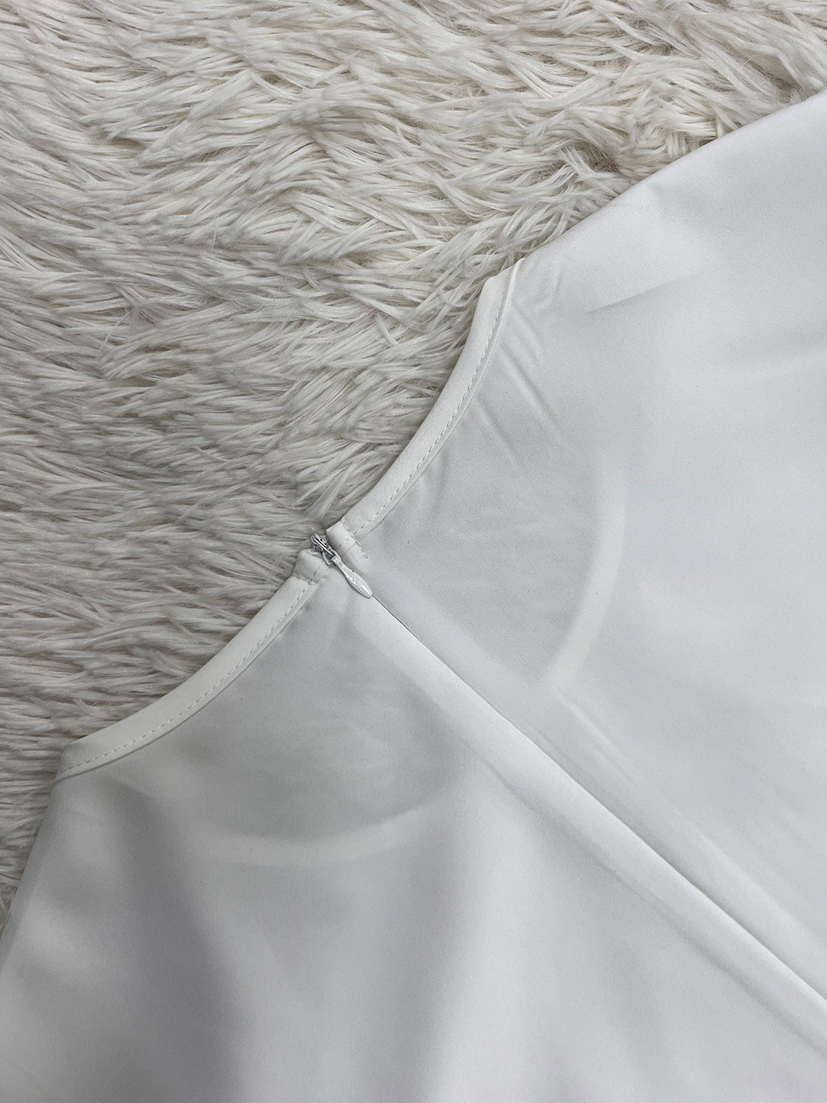 Solid Color Puff Sleeve Drawstring Waist Dress