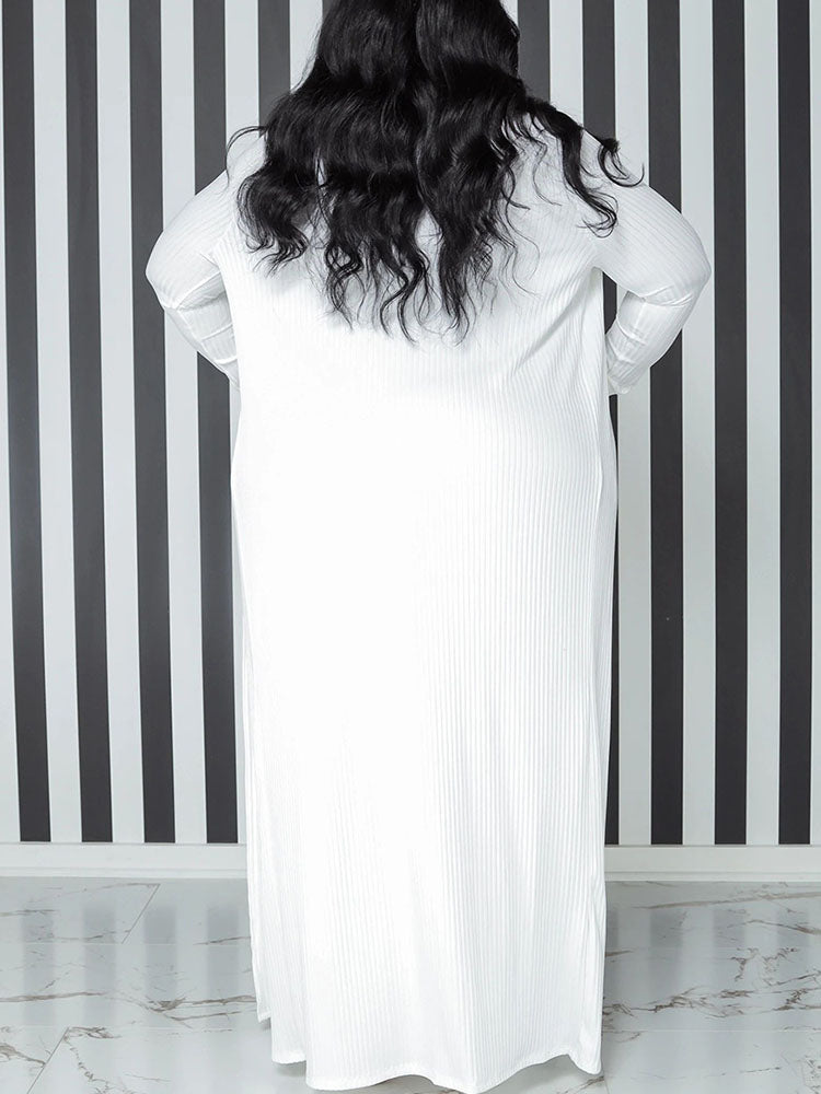 Two Piece Plus Size Solid Color Tube Dress Cardigan Set