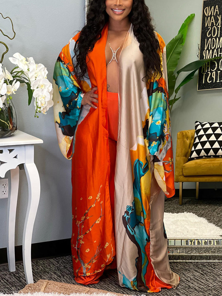 Floral Print Beach Cover-Up Cardigan