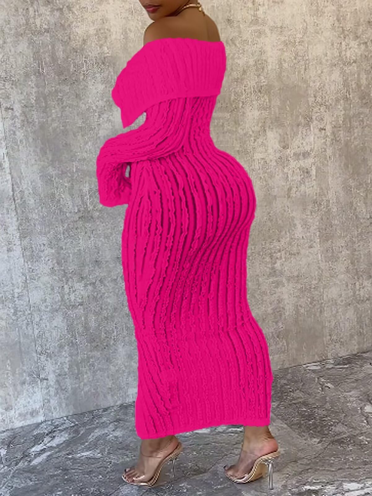 Off Shoulder Down Slit Bodycon Dress