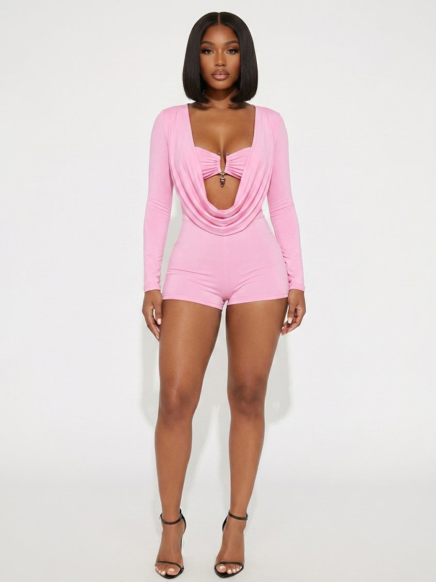 Strapless Metal Detail Top Romper Set
