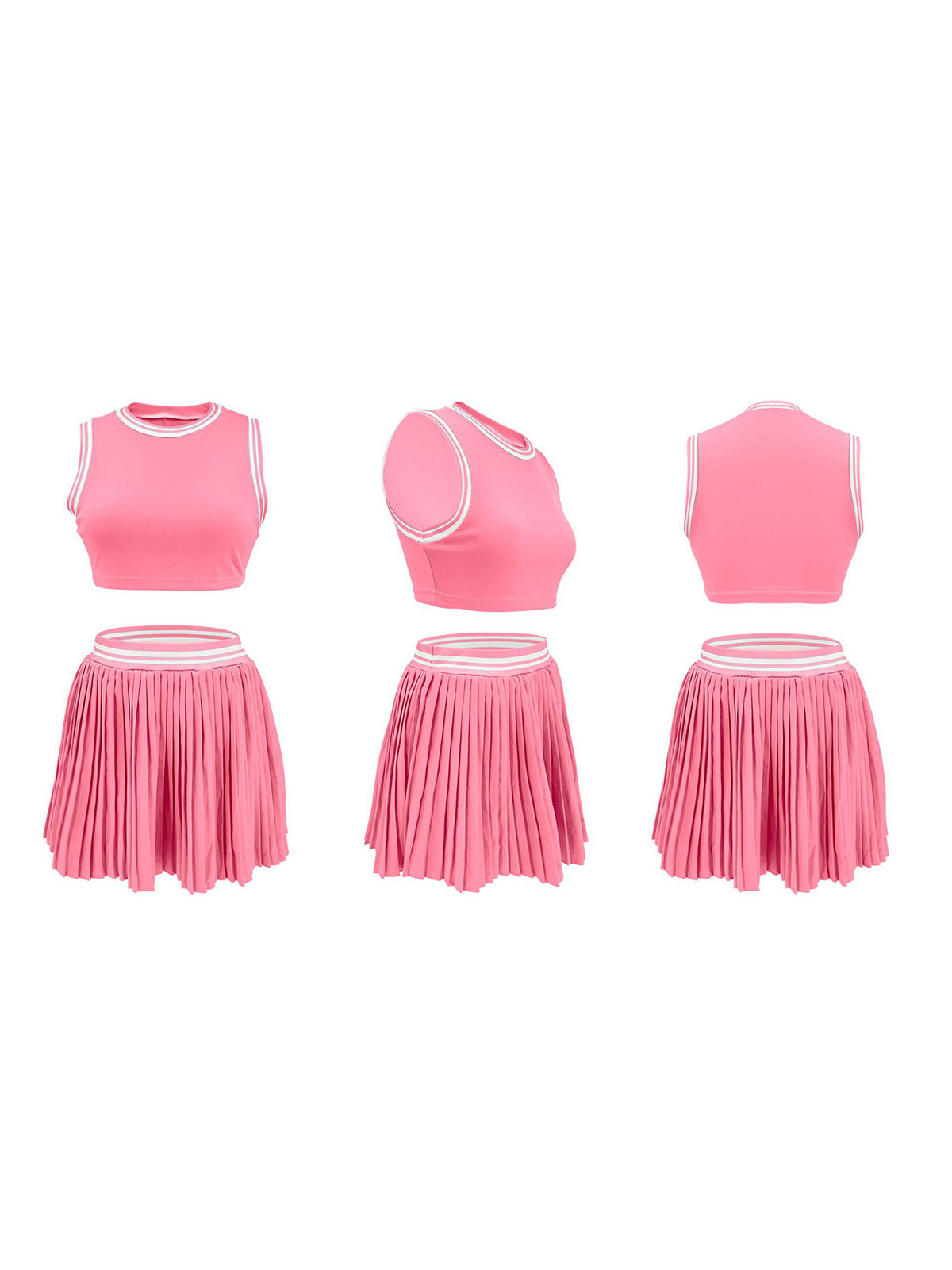 Sleeveless Crop Top Pleated Skirt Set