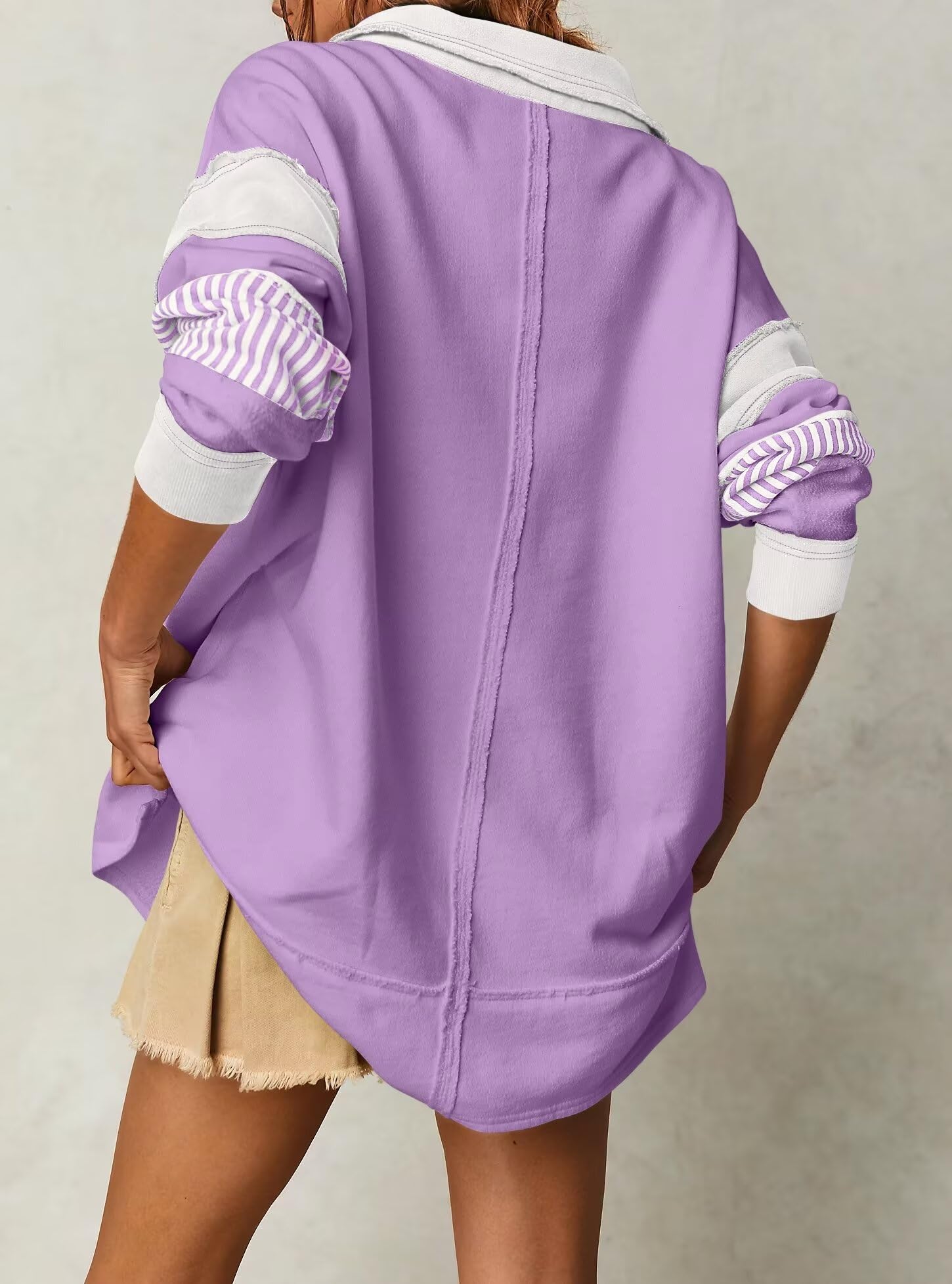 Color Block Long Sleeve Striped Pullover