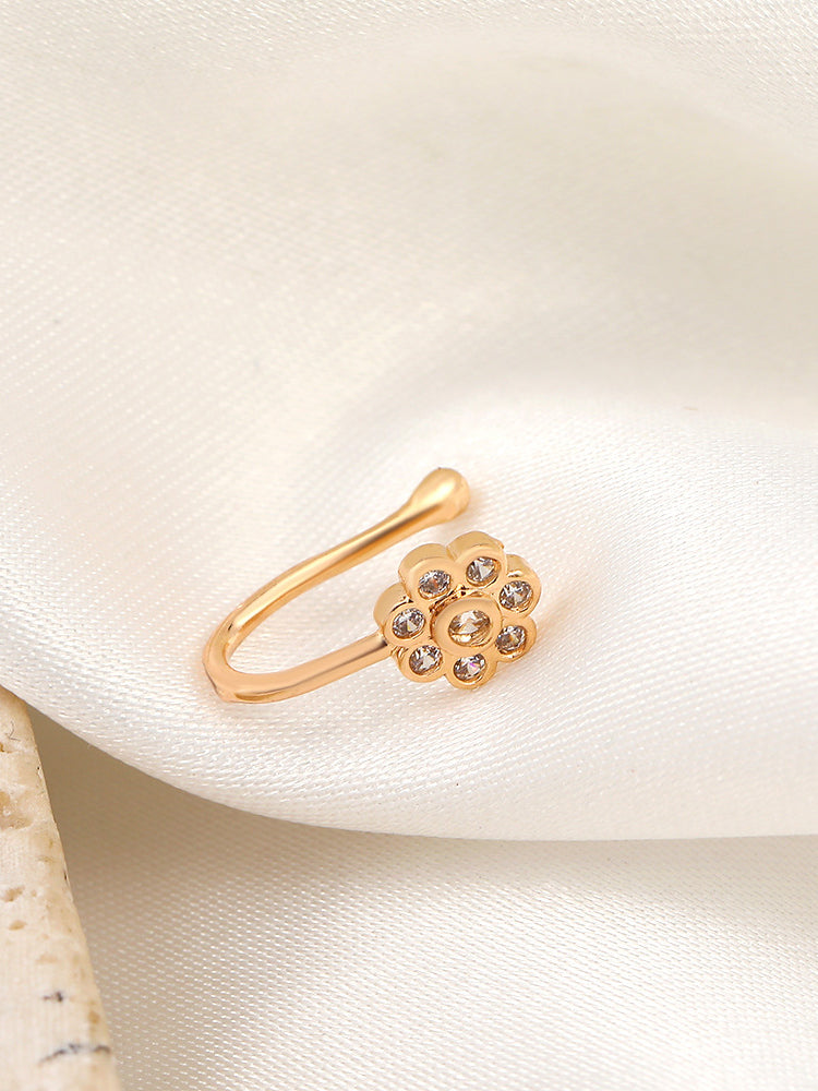 Flower Metal U-Shaped Nose Cuff