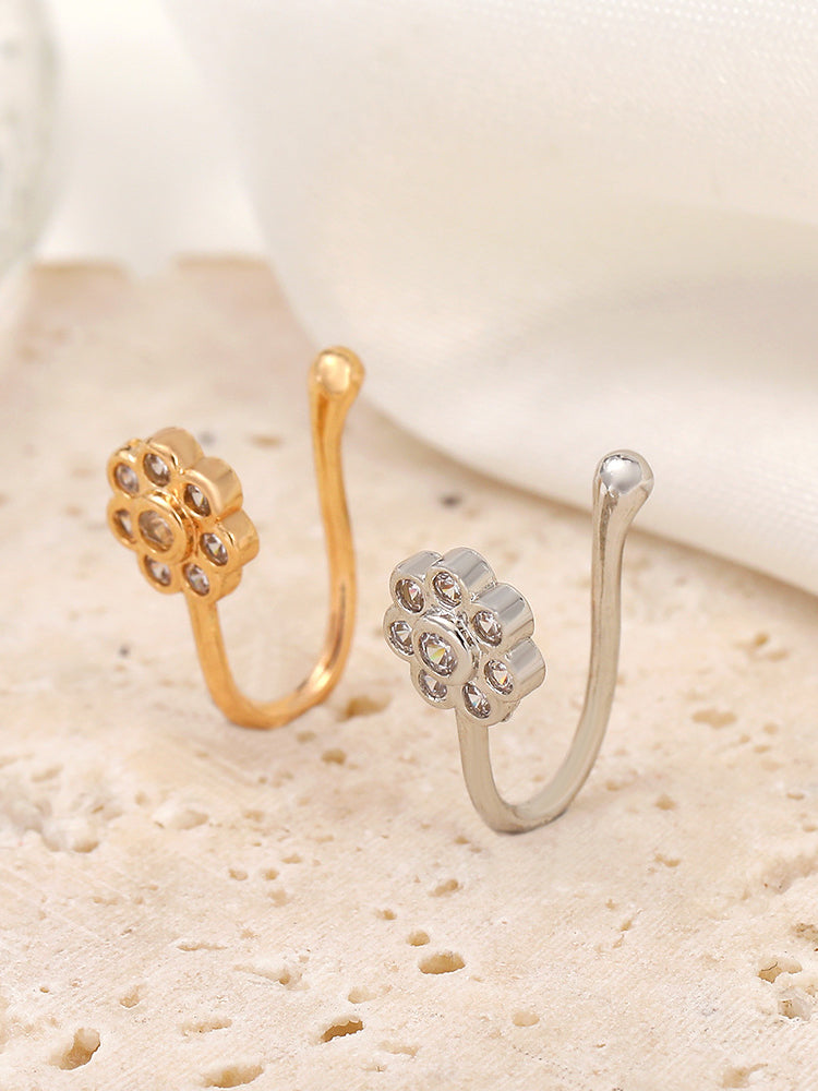 Flower Metal U-Shaped Nose Cuff