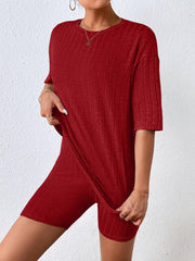 Two Piece Ribbed Top Shorts Pants