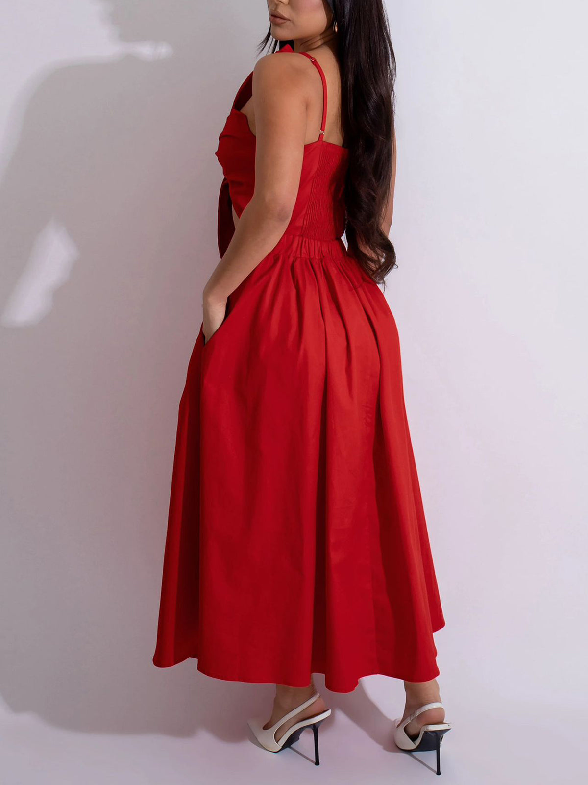 One-Shoulder Ruched Petal Cutout Dress