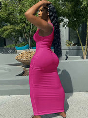 Scoop Neck Solid Color Tank Max Dress