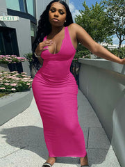 Scoop Neck Solid Color Tank Max Dress
