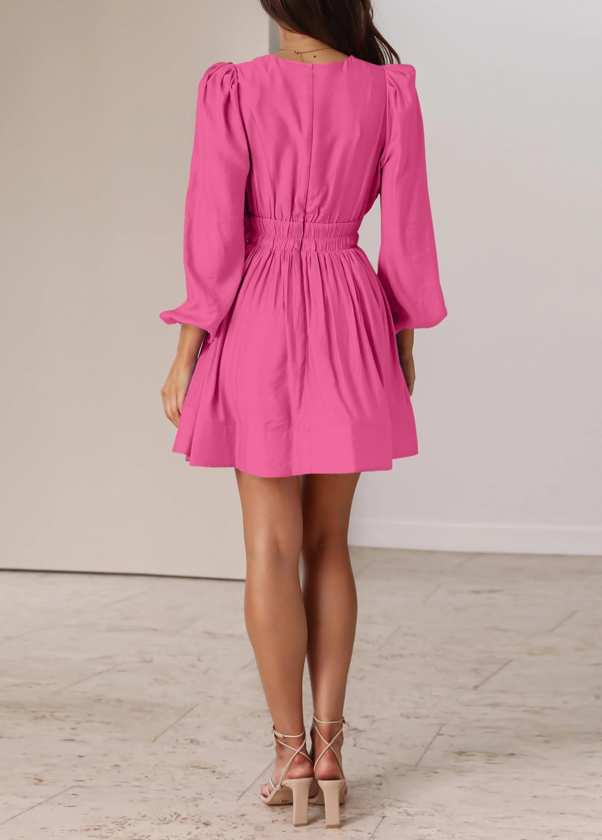 Long Sleeve V Neck Mini Dress