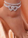 Herzförmige Strass-Glitzer-Fußkettchen