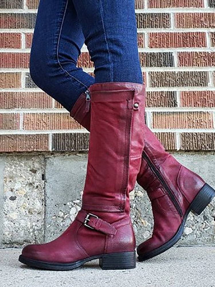 Vintage Buckle Riding Boots