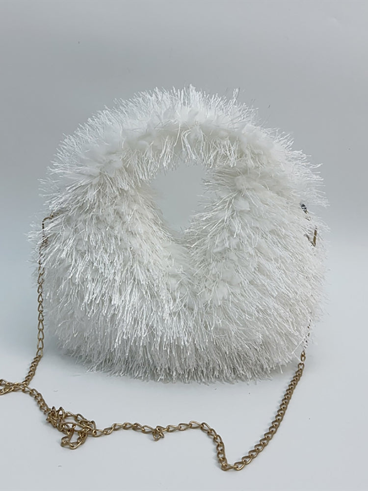 Candy Color Fluffy Fringe Mini Handbag