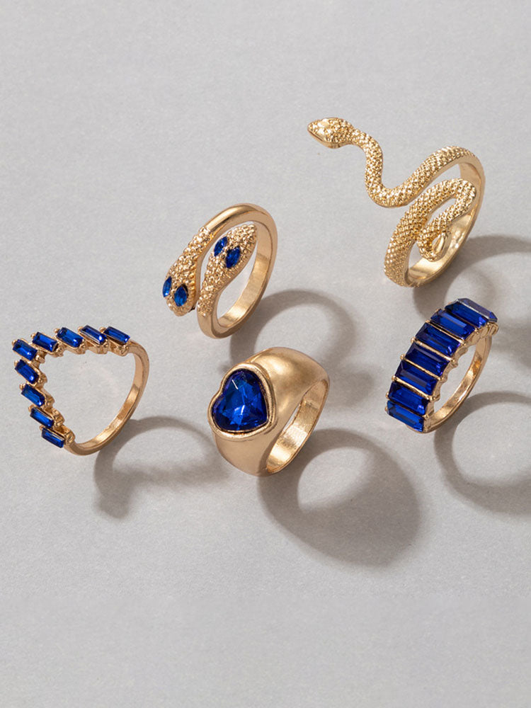 Serpent Imitation Emeralds and Diamonds Ring Set