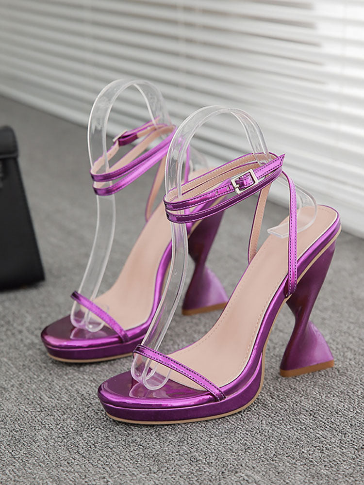 Chunky Open Toe Strappy Platform Heel
