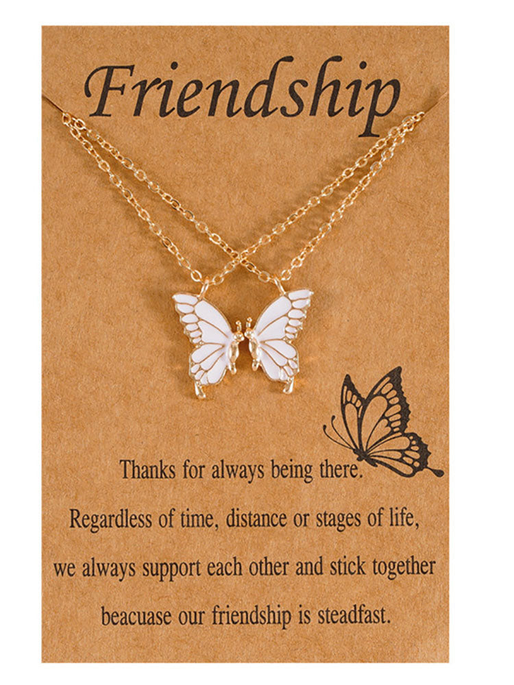 Double Layer Butterfly Pendant Chain Necklaces