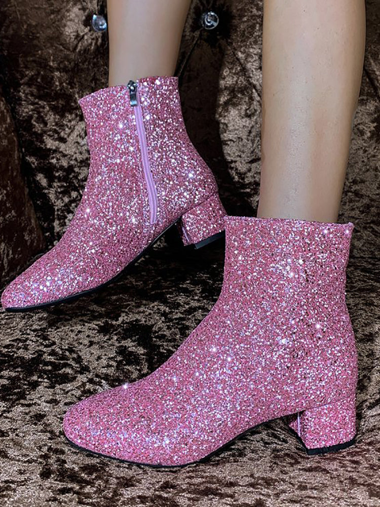 Sequin Glitter Ankle Boots