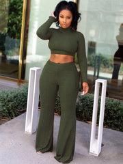 Two Piece Mock Neck Top Long Pants Outfits