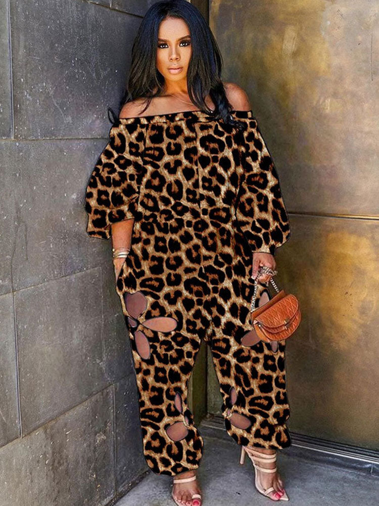 Plus Size Lantern Sleeves Loose Jumpsuit