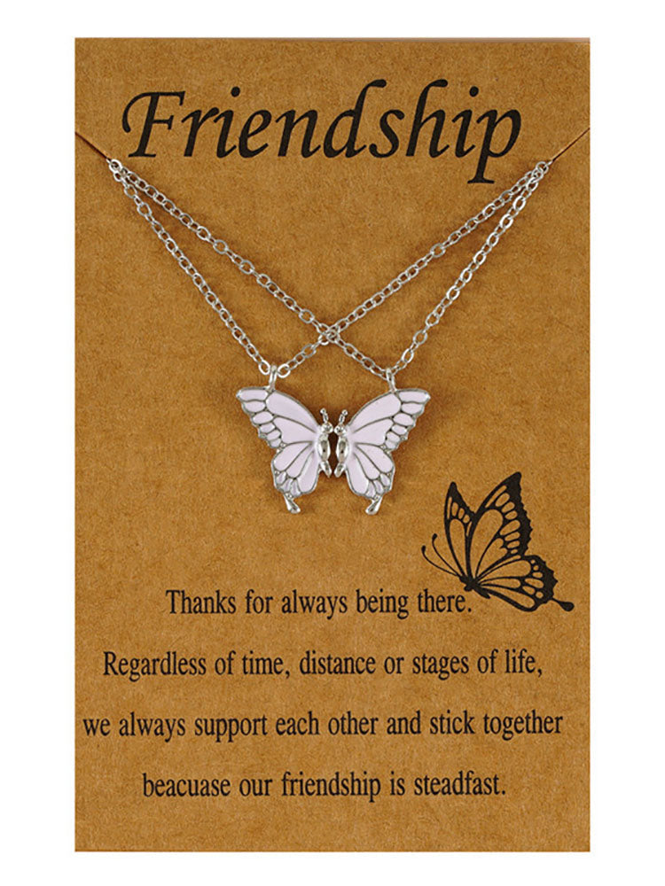 Double Layer Butterfly Pendant Chain Necklaces