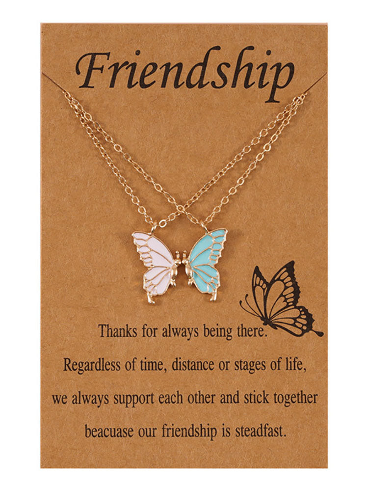 Double Layer Butterfly Pendant Chain Necklaces