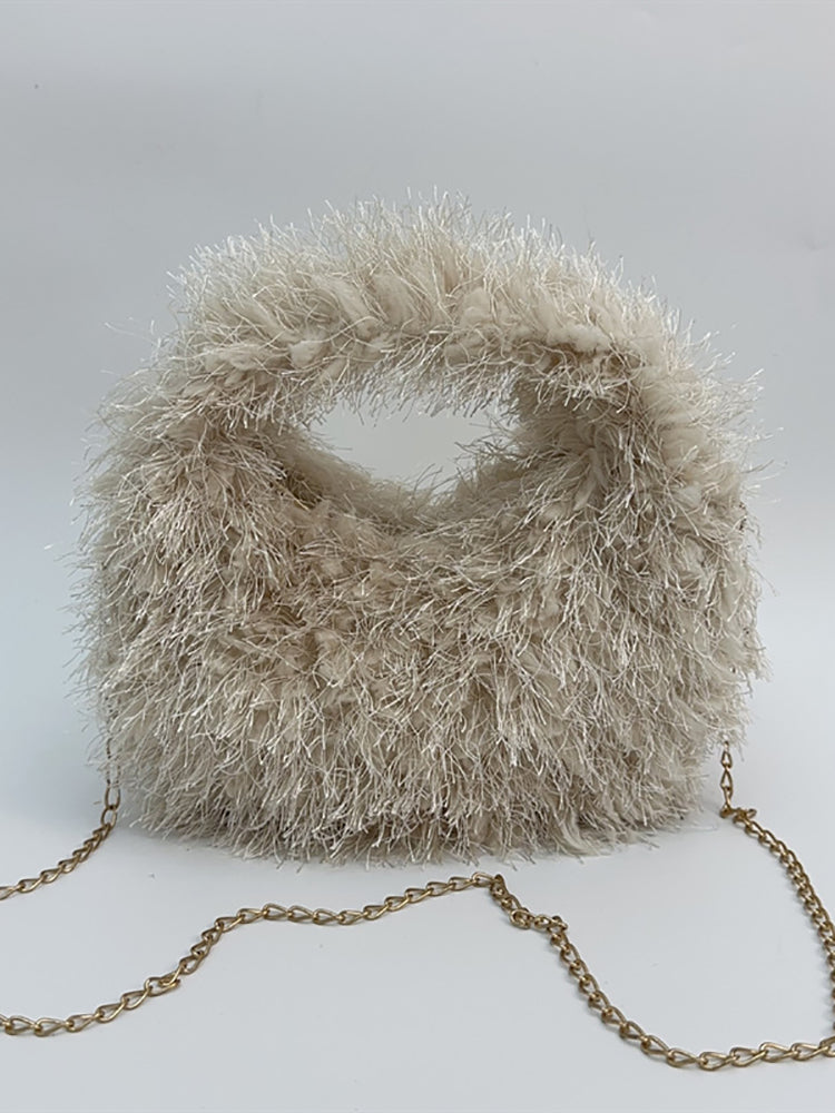 Candy Color Fluffy Fringe Mini Handbag