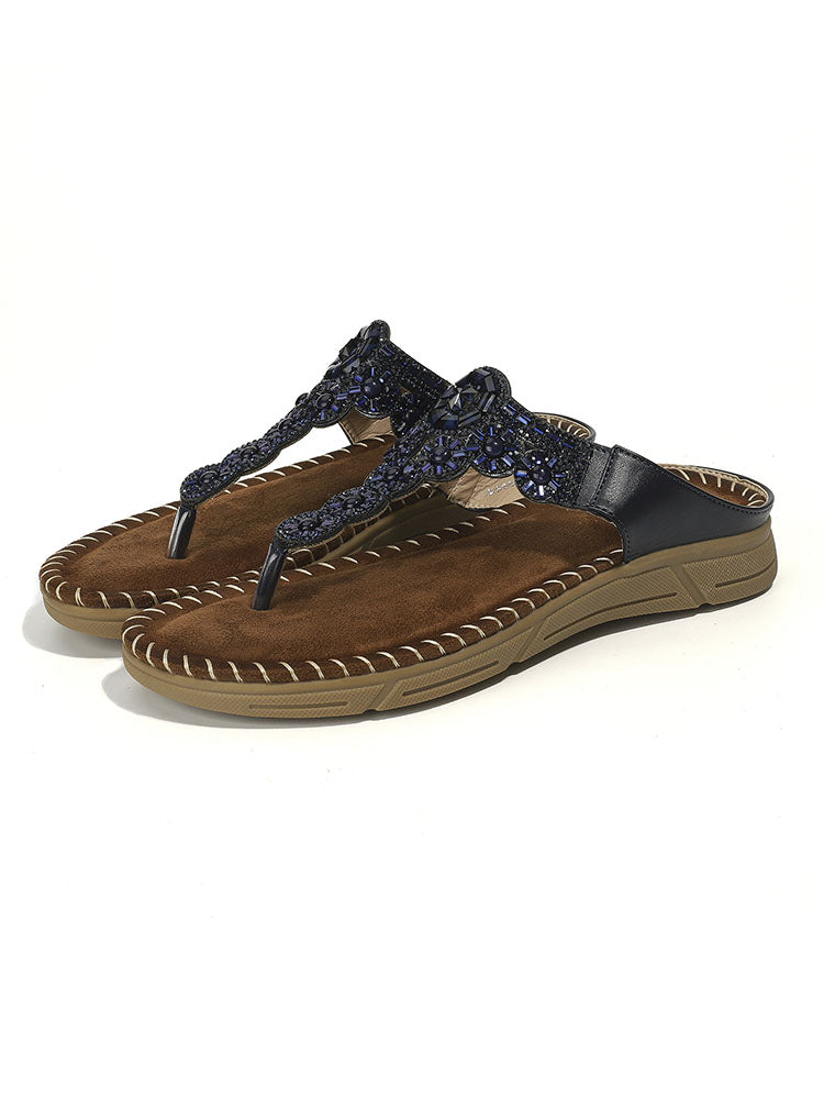 Folk-Custom Rhinestone Flip Flop