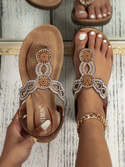 Folk-Custom Rhinestone Flip Flop