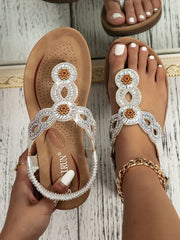 Folk-Custom Rhinestone Flip Flop