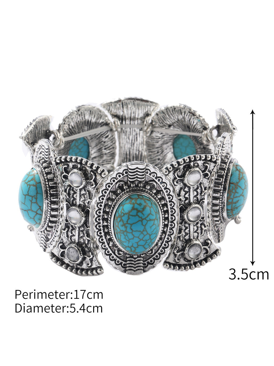 Bohemian Turquoise Earring Bracelet Necklace Sets