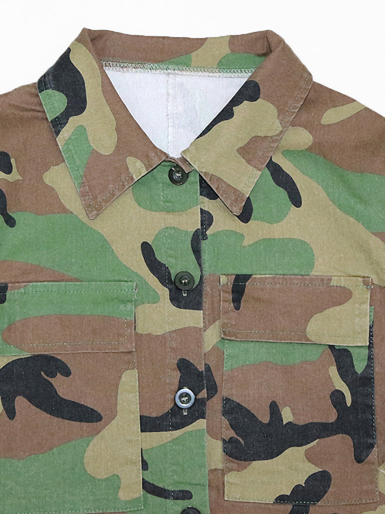 Two-Piece Camouflage Print Long Sleeve Midi Skirt Set