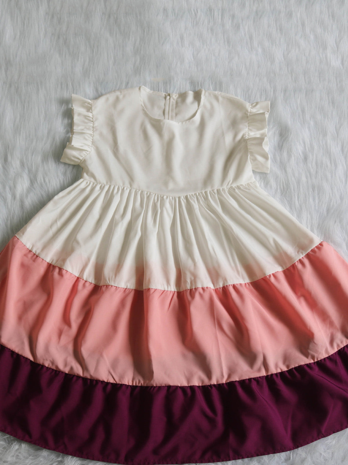 Color Block Ruffle Sleeve Swing Loose Dress