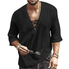 Mens Short Sleeve Drawstring Top